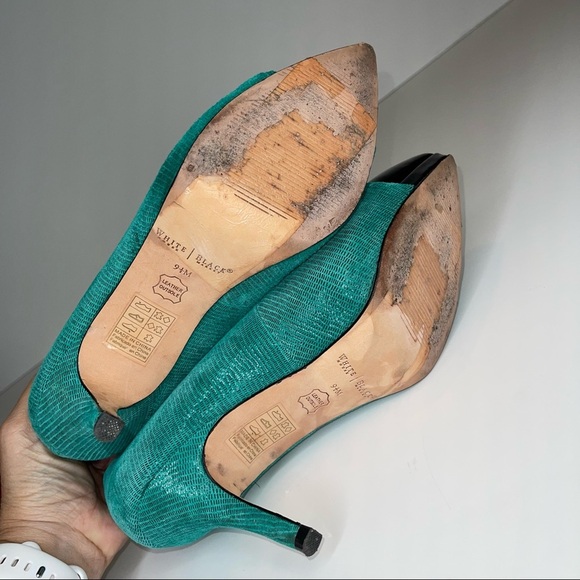 White House Black Market Jade Green Black Pump Heel 9.5 - Picture 14 of 16